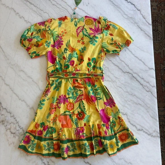NWT Farm Rio Delicate Fruit Garden Yellow Minidress Small - Picture 9 of 12